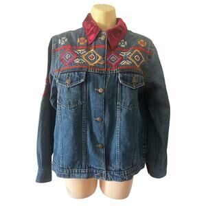 Shaver Lake Vintage Embellished Denim Jean Jacket Misses Size Small